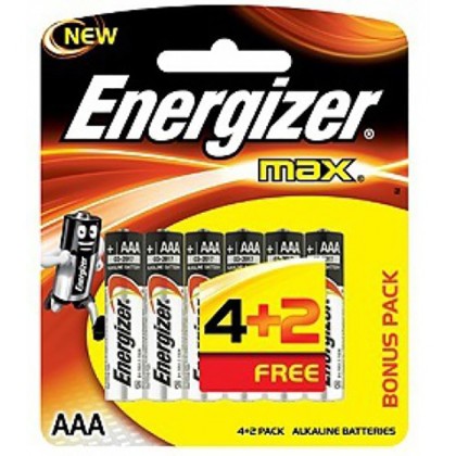 Energizer AA E91BP6 4+2 1.5V Battery (pkt/6pc)